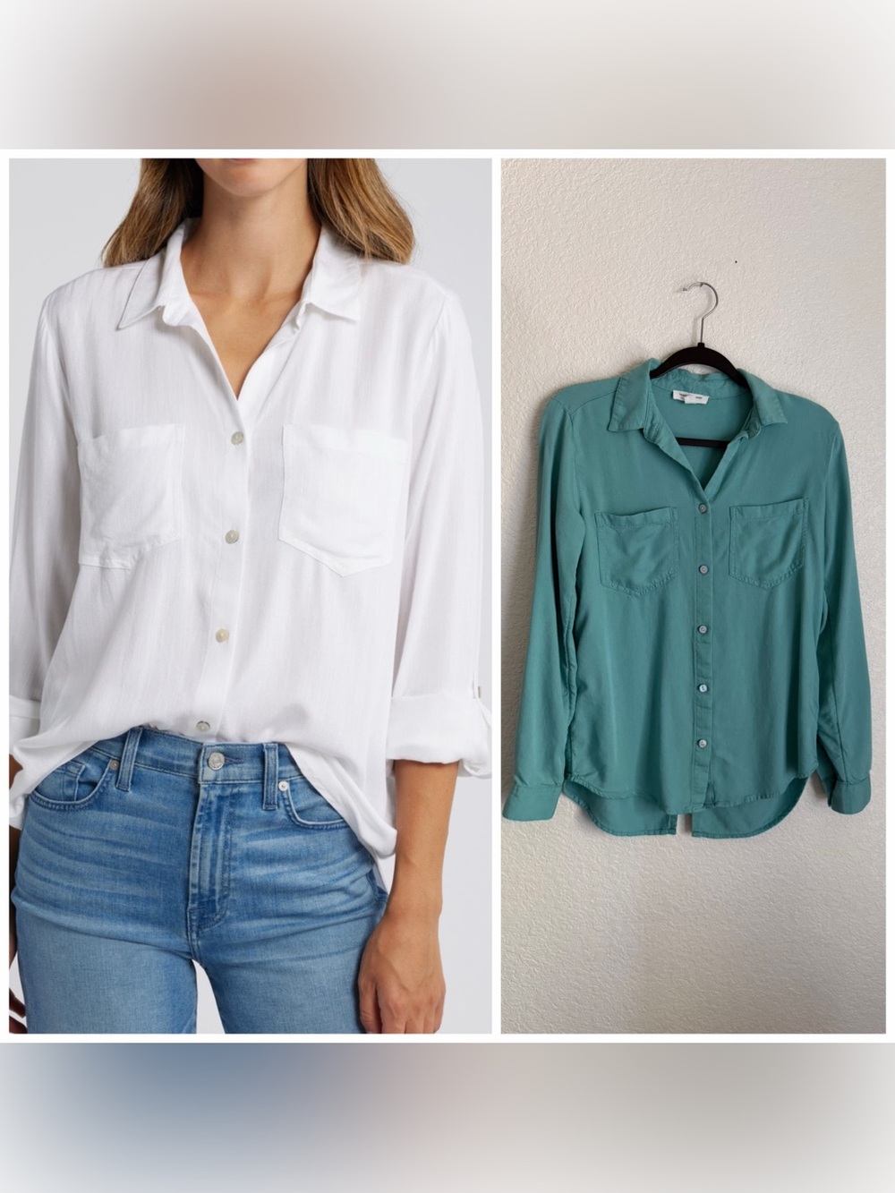 Beachlunchlounge Arlie Long Sleeve Button-Up Shirt XS Green